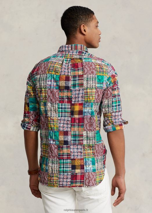 chemise madras patchwork coupe classique 46T60T8472 Hommes Ralph Lauren patchwork preppy