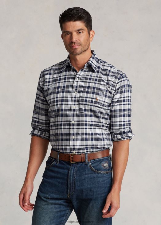 chemise oxford à carreaux 46T60T1342 Hommes Ralph Lauren gris chiné/multi marine
