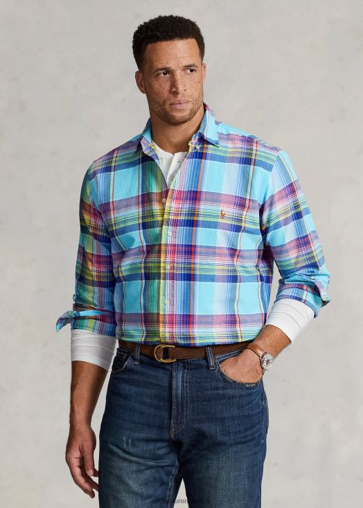 chemise oxford à carreaux 46T60T1343 Hommes Ralph Lauren multicolore turquoise/rose