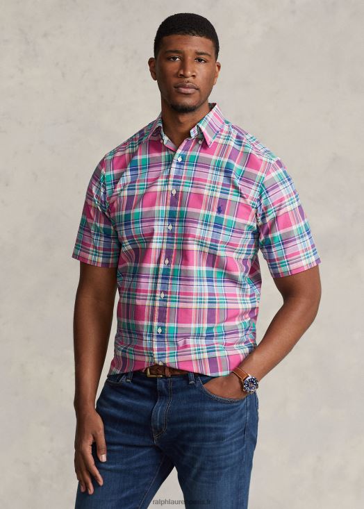 chemise oxford à carreaux 46T60T1494 Hommes Ralph Lauren rose foncé/vert multi