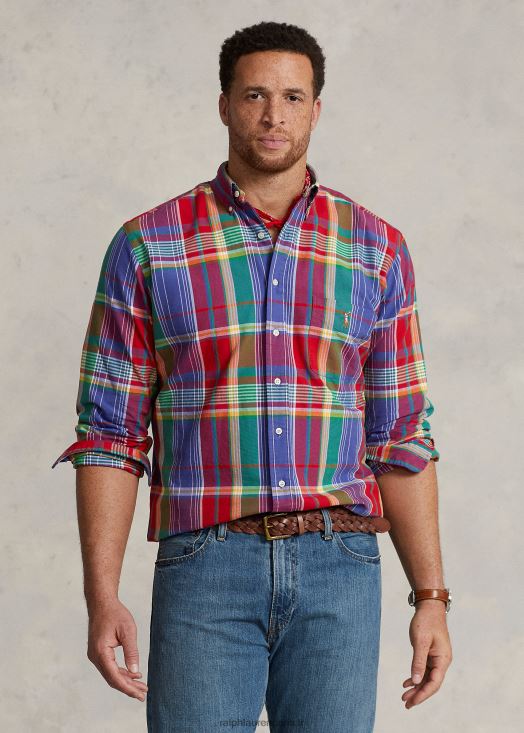 chemise oxford à carreaux 46T60T1524 Hommes Ralph Lauren multicolore rouge/bleu