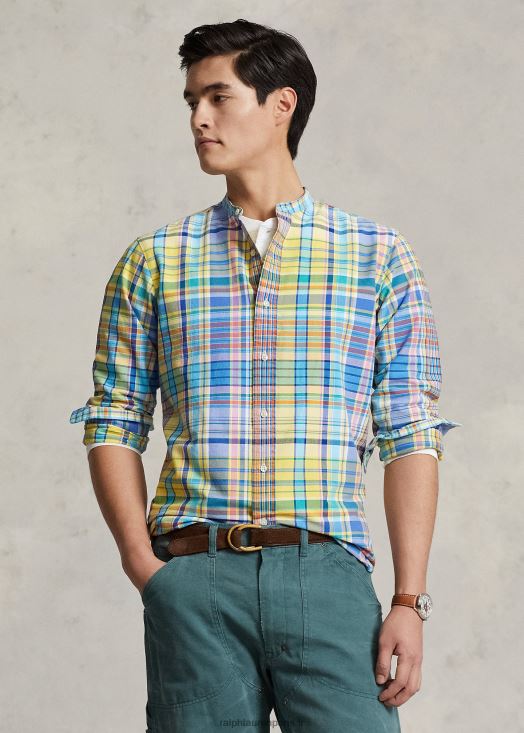 chemise oxford à carreaux coupe classique 46T60T970 Hommes Ralph Lauren jaune/turquoise