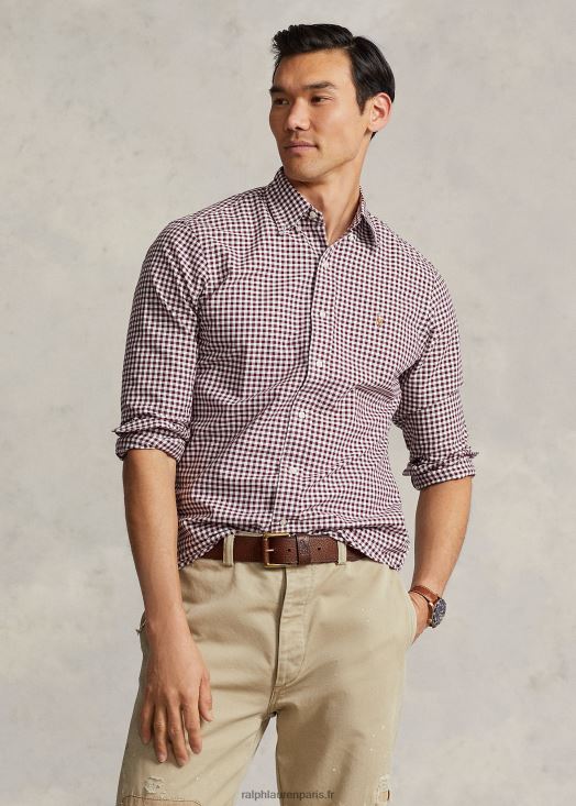 chemise oxford à carreaux vichy coupe classique 46T60T1112 Hommes Ralph Lauren vin/blanc
