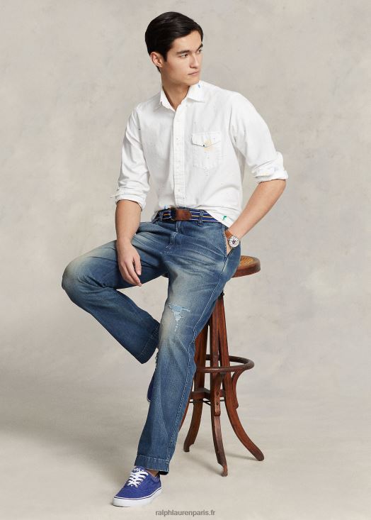 chemise oxford classique à éclaboussures de peinture 46T60T696 Hommes Ralph Lauren éclaboussures de peinture preppy