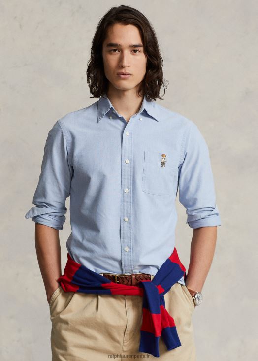 chemise oxford polo ours coupe classique 46T60T656 Hommes Ralph Lauren ours bleu de printemps