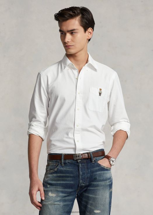 chemise oxford polo ours coupe classique 46T60T657 Hommes Ralph Lauren ours blanc de printemps