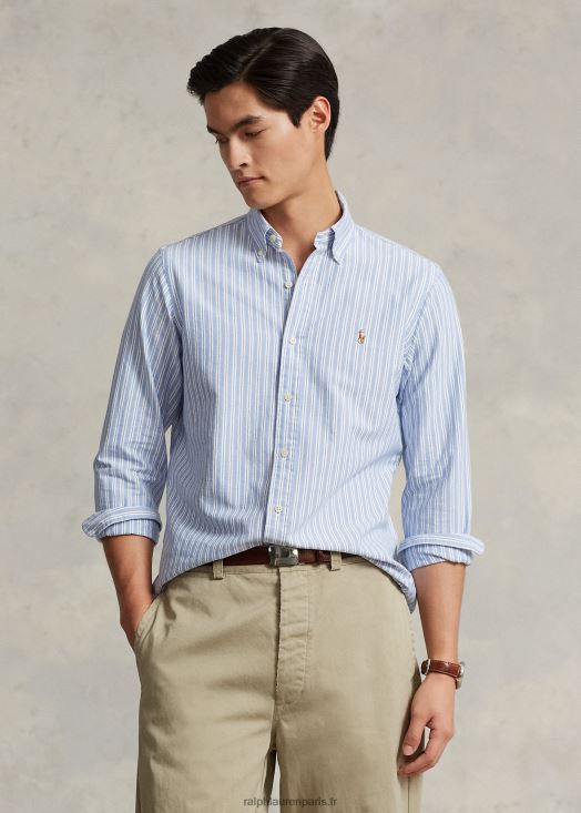 chemise oxford rayée coupe classique 46T60T8416 Hommes Ralph Lauren bleu multi/blanc