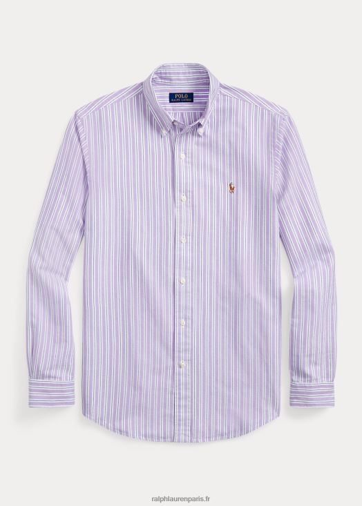 chemise oxford rayée coupe classique 46T60T8418 Hommes Ralph Lauren hampton violet/bleu marine multi