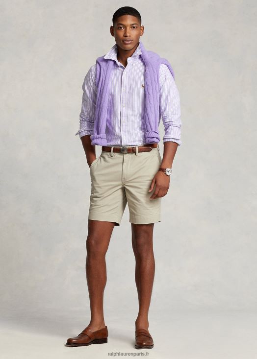 chemise oxford rayée coupe classique 46T60T8418 Hommes Ralph Lauren hampton violet/bleu marine multi