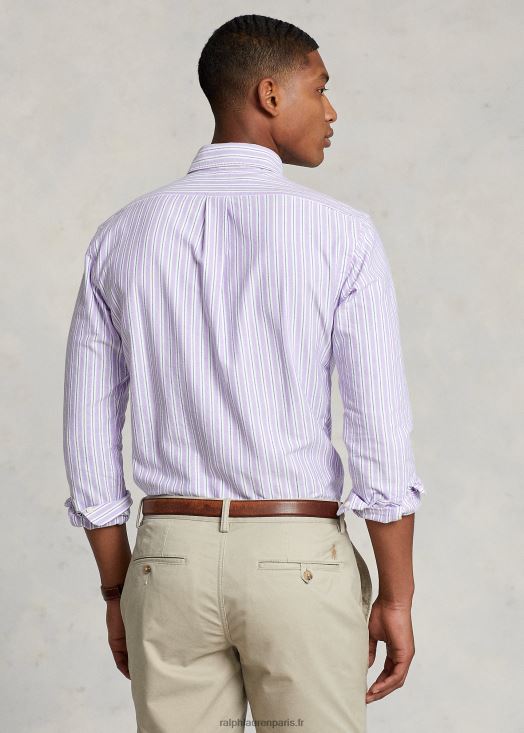 chemise oxford rayée coupe classique 46T60T8418 Hommes Ralph Lauren hampton violet/bleu marine multi