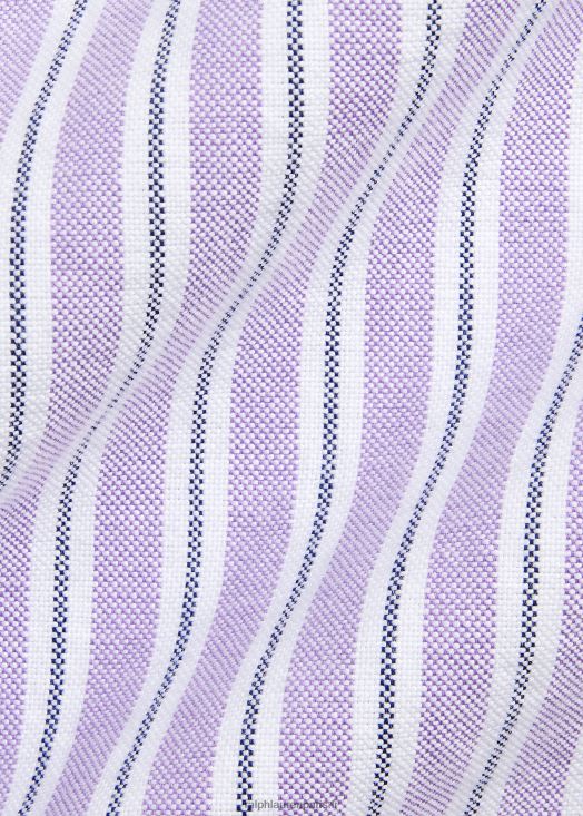 chemise oxford rayée coupe classique 46T60T8418 Hommes Ralph Lauren hampton violet/bleu marine multi