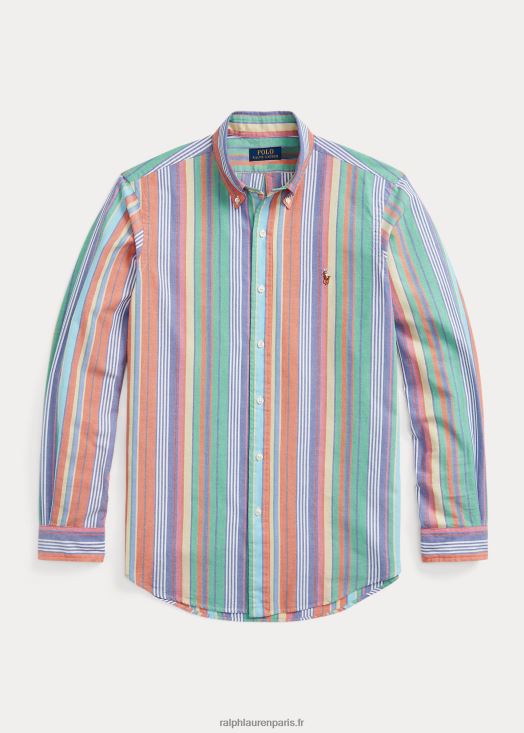 chemise oxford rayée coupe classique 46T60T8419 Hommes Ralph Lauren multi orange/vert
