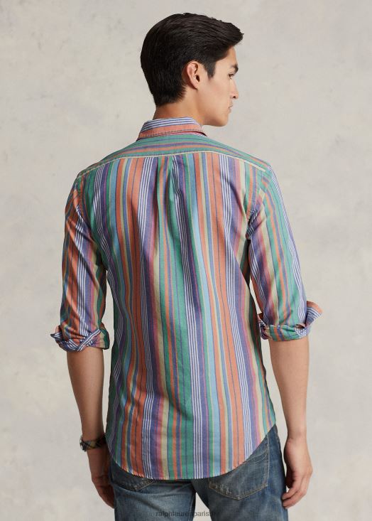 chemise oxford rayée coupe classique 46T60T8419 Hommes Ralph Lauren multi orange/vert