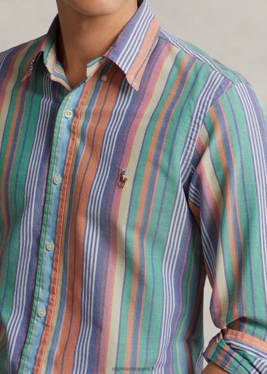 chemise oxford rayée coupe classique 46T60T8419 Hommes Ralph Lauren multi orange/vert
