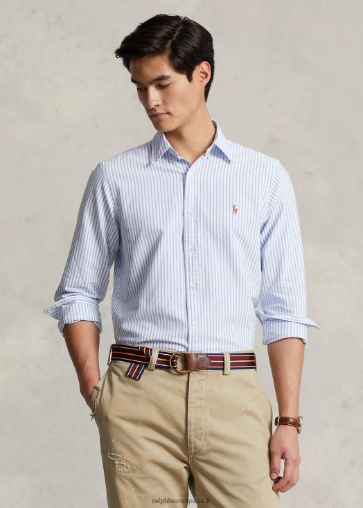 chemise oxford rayée coupe classique 46T60T8477 Hommes Ralph Lauren bleu blanc