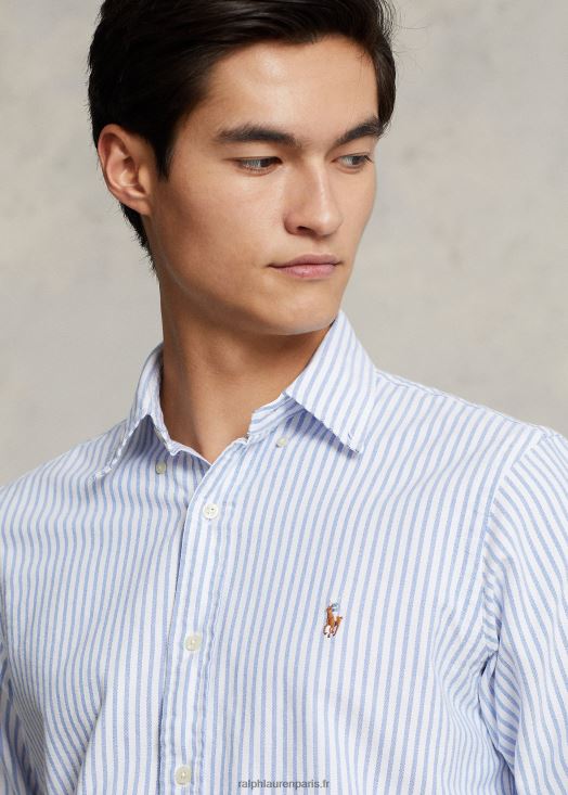 chemise oxford rayée coupe classique 46T60T8477 Hommes Ralph Lauren bleu blanc