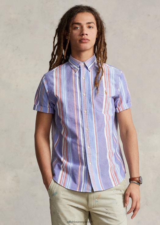 chemise oxford rayée coupe classique 46T60T853 Hommes Ralph Lauren multicolore marine/blanc