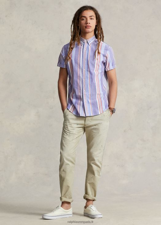 chemise oxford rayée coupe classique 46T60T853 Hommes Ralph Lauren multicolore marine/blanc