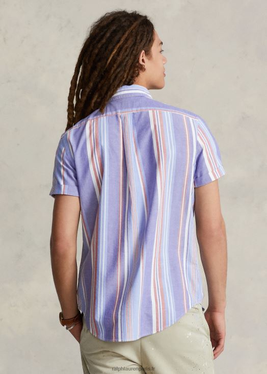 chemise oxford rayée coupe classique 46T60T853 Hommes Ralph Lauren multicolore marine/blanc