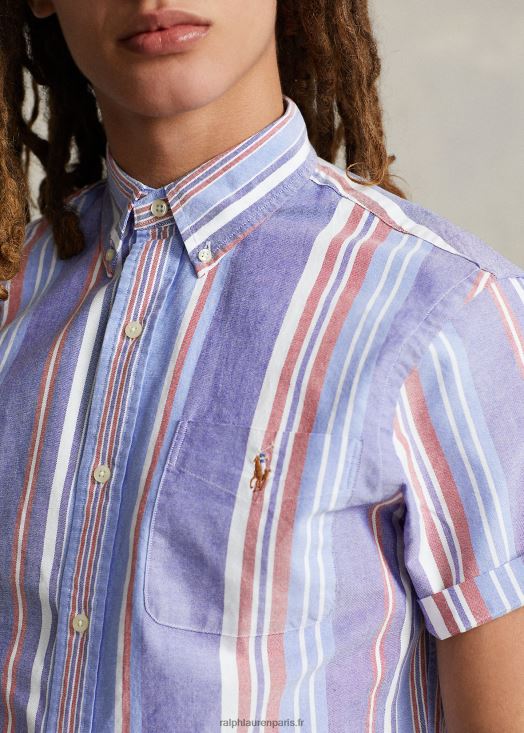 chemise oxford rayée coupe classique 46T60T853 Hommes Ralph Lauren multicolore marine/blanc