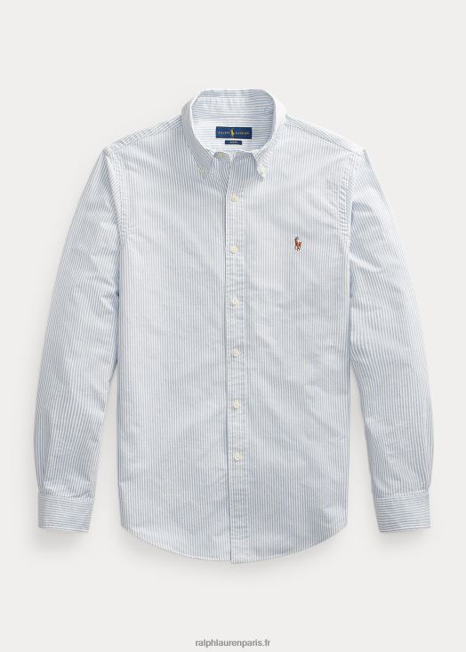 chemise oxford rayée coupe slim 46T60T642 Hommes Ralph Lauren bleu blanc