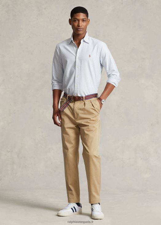 chemise oxford rayée coupe slim 46T60T642 Hommes Ralph Lauren bleu blanc