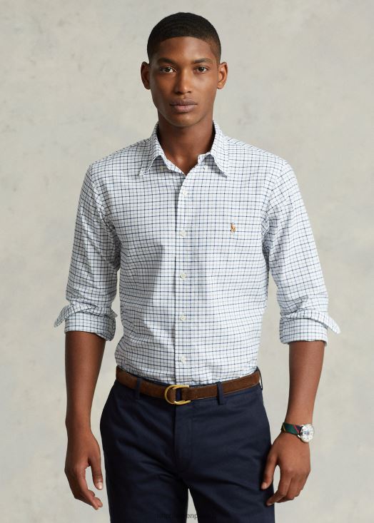 chemise oxford tattersall coupe classique 46T60T8423 Hommes Ralph Lauren gris chiné/blanc