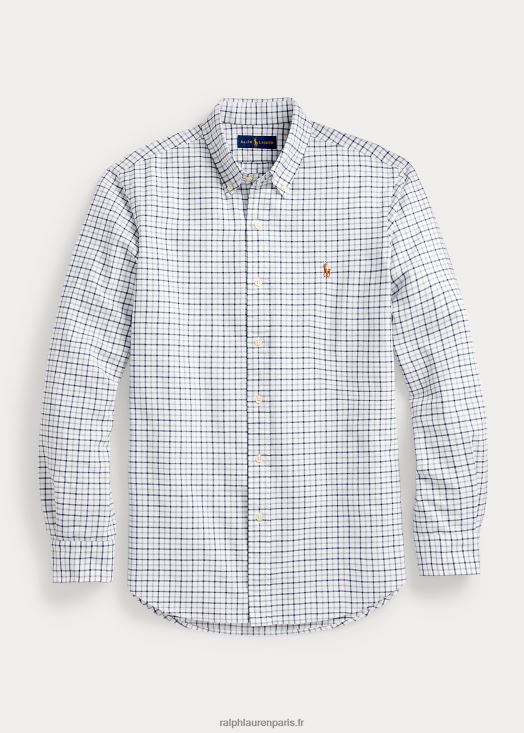 chemise oxford tattersall coupe classique 46T60T8423 Hommes Ralph Lauren gris chiné/blanc
