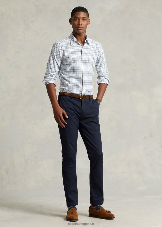 chemise oxford tattersall coupe classique 46T60T8423 Hommes Ralph Lauren gris chiné/blanc