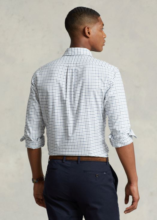 chemise oxford tattersall coupe classique 46T60T8423 Hommes Ralph Lauren gris chiné/blanc