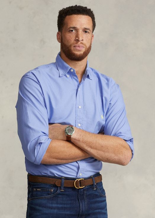 chemise oxford teinte en pièce 46T60T1515 Hommes Ralph Lauren bleu de l'île du port