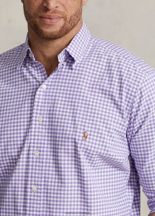 chemise oxford vichy 46T60T1423 Hommes Ralph Lauren cactus violet/blanc