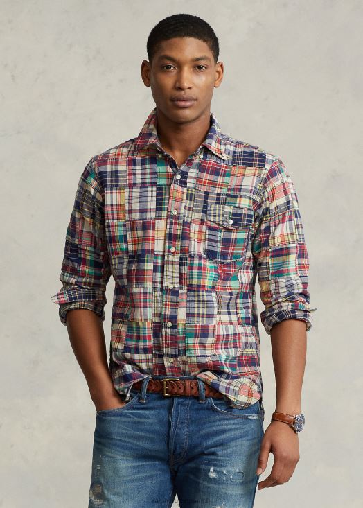 chemise patchwork madras coupe classique 46T60T8524 Hommes Ralph Lauren madras patchwork