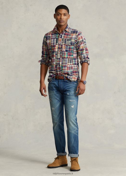 chemise patchwork madras coupe classique 46T60T8524 Hommes Ralph Lauren madras patchwork