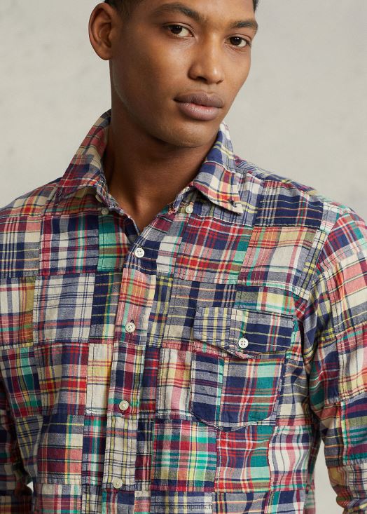 chemise patchwork madras coupe classique 46T60T8524 Hommes Ralph Lauren madras patchwork