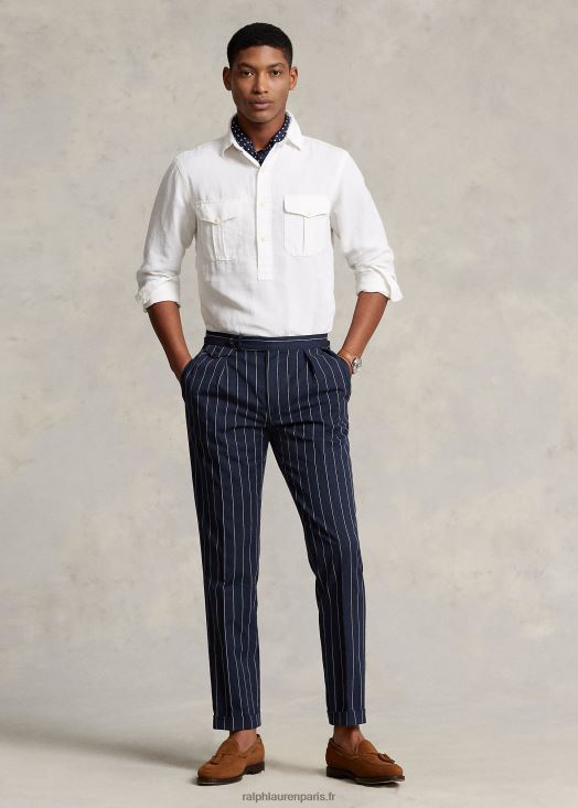 chemise popover en lin et soie coupe classique 46T60T898 Hommes Ralph Lauren blanc