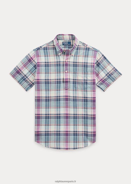 chemise popover en madras coupe classique 46T60T1019 Hommes Ralph Lauren multi crème/marine