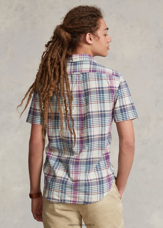 chemise popover en madras coupe classique 46T60T1019 Hommes Ralph Lauren multi crème/marine