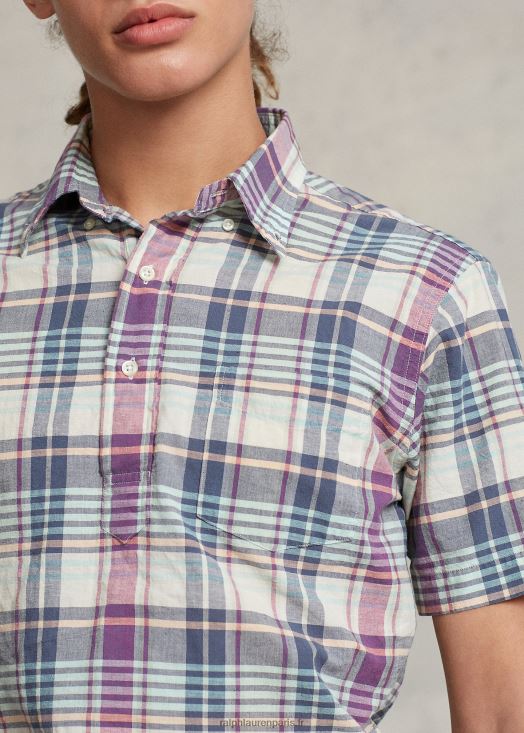 chemise popover en madras coupe classique 46T60T1019 Hommes Ralph Lauren multi crème/marine