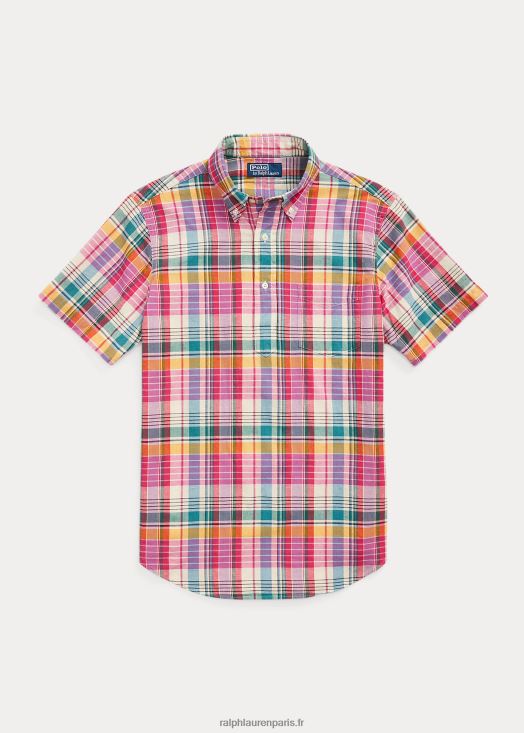 chemise popover en madras coupe classique 46T60T1020 Hommes Ralph Lauren multi rose/crème
