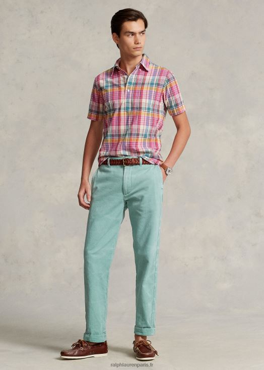 chemise popover en madras coupe classique 46T60T1020 Hommes Ralph Lauren multi rose/crème