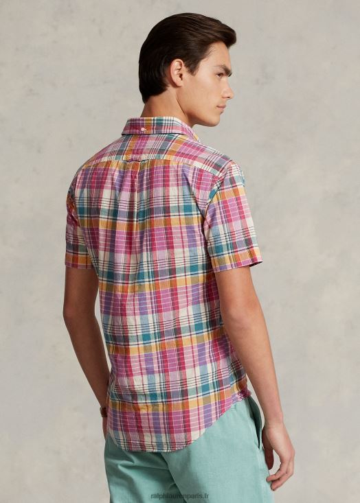 chemise popover en madras coupe classique 46T60T1020 Hommes Ralph Lauren multi rose/crème