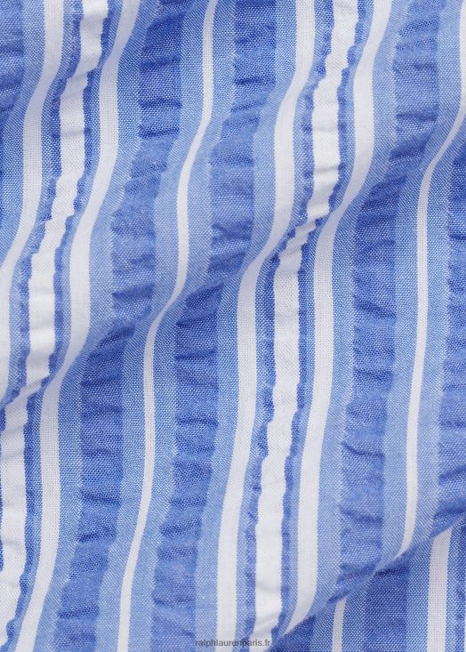 chemise rayée en seersucker 46T60T1476 Hommes Ralph Lauren bleu blanc