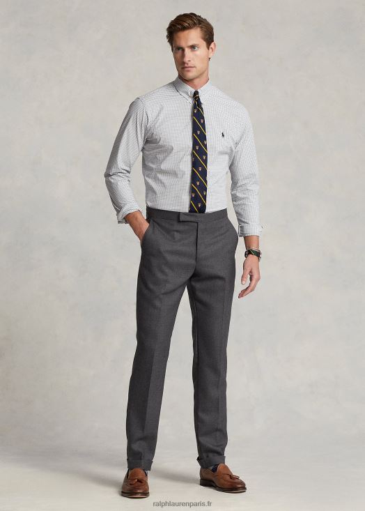 chemise slim en popeline stretch vichy 46T60T812 Hommes Ralph Lauren gris blanc