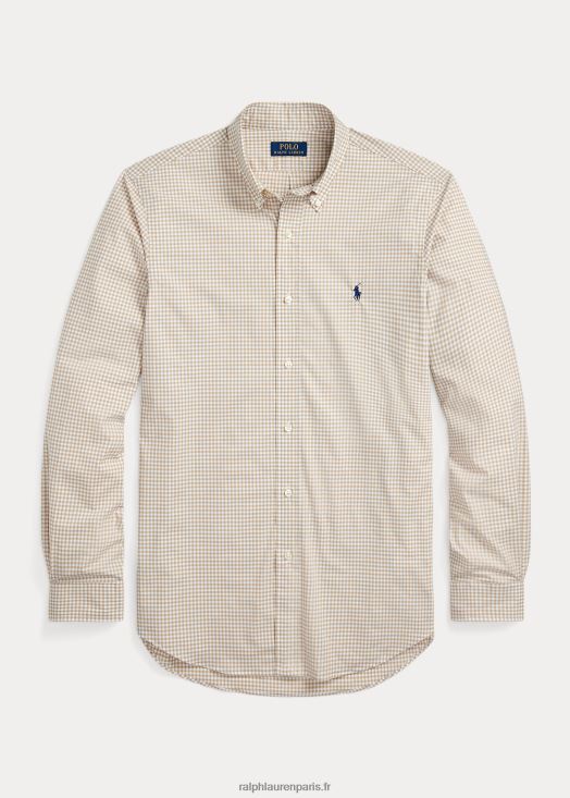 chemise slim en popeline stretch vichy 46T60T814 Hommes Ralph Lauren vintage kaki/blanc