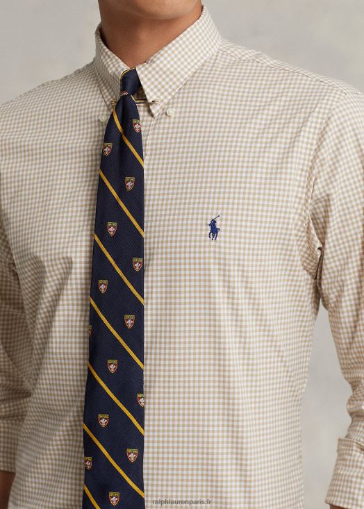 chemise slim en popeline stretch vichy 46T60T814 Hommes Ralph Lauren vintage kaki/blanc