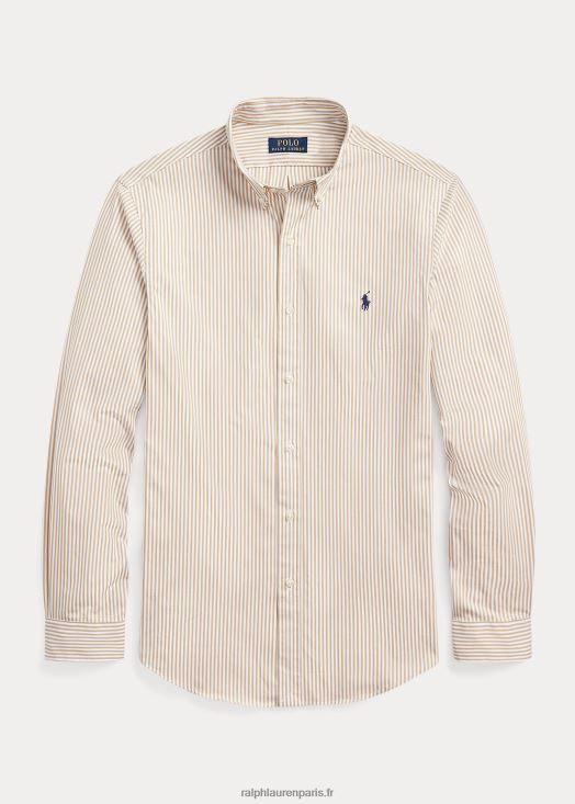chemise slim fit en popeline stretch rayée 46T60T893 Hommes Ralph Lauren vintage kaki/blanc