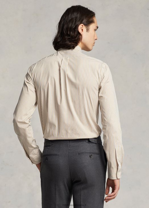 chemise slim fit en popeline stretch rayée 46T60T893 Hommes Ralph Lauren vintage kaki/blanc
