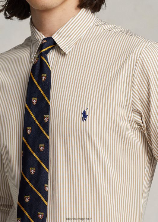 chemise slim fit en popeline stretch rayée 46T60T893 Hommes Ralph Lauren vintage kaki/blanc