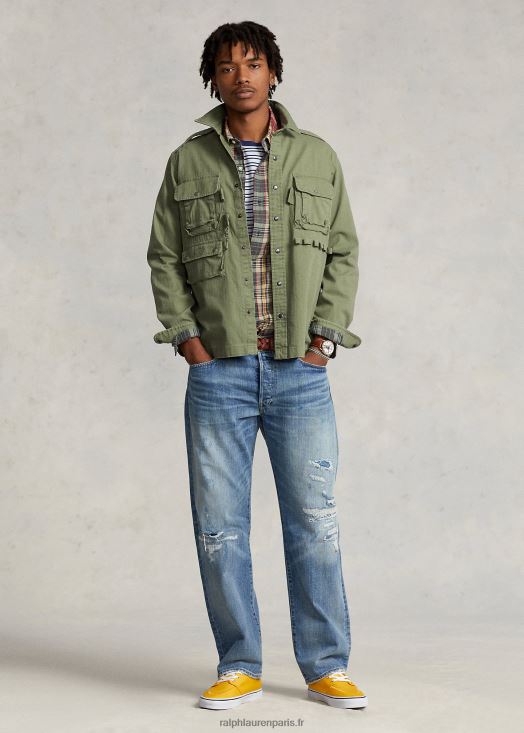 chemise utilitaire coupe classique à chevrons 46T60T639 Hommes Ralph Lauren olive à chevrons